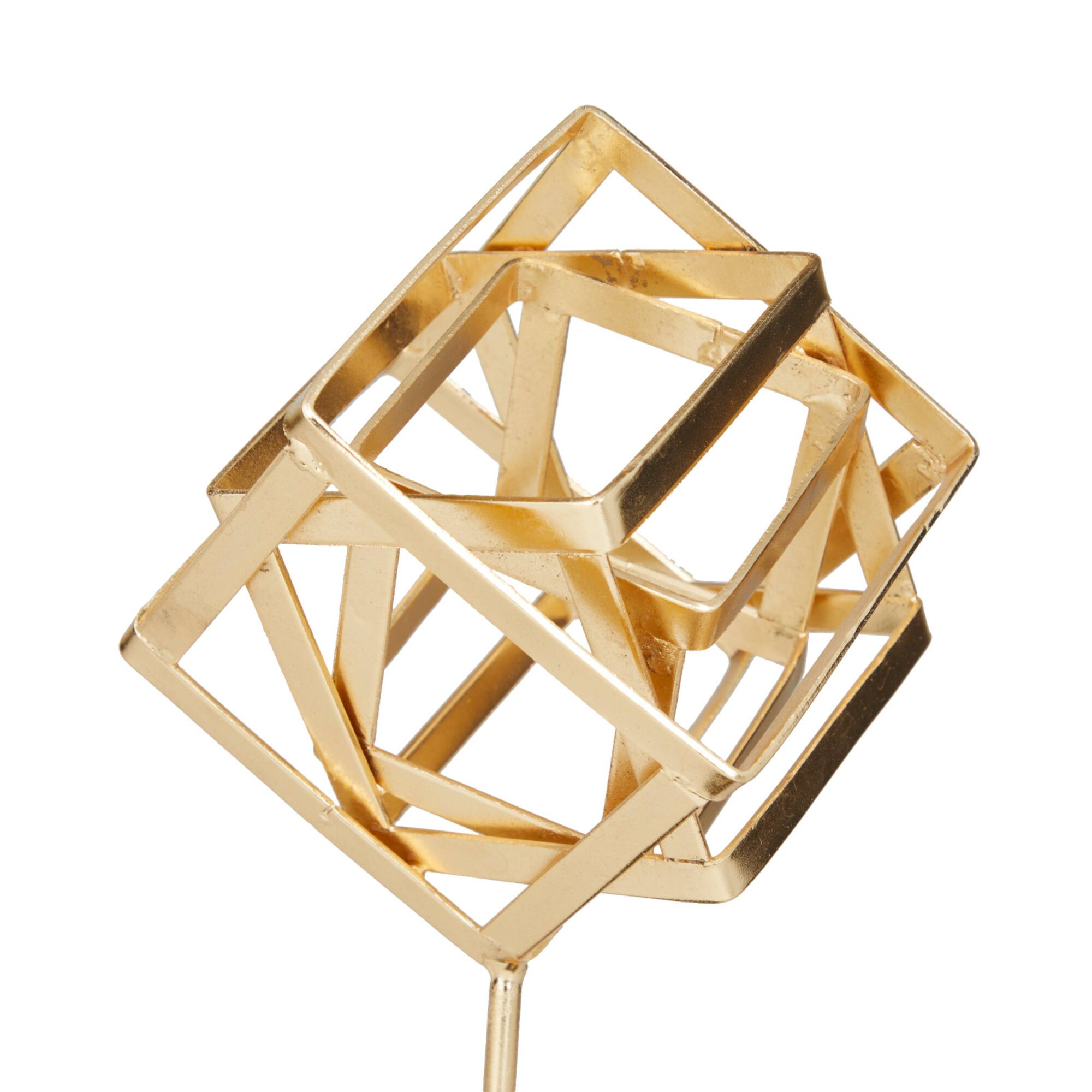 CosmoLiving by Cosmopolitan Set of 3 Gold Marble Contemporary Sculpture, 19" x 6" x 6"